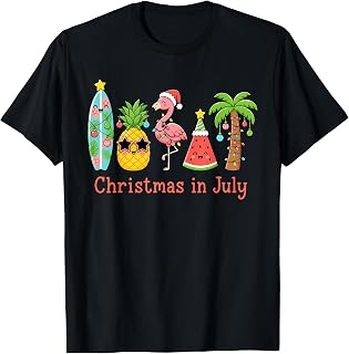 Christmas in July Shirt Tropical Pink Flaming Summer Girls T-Shirt