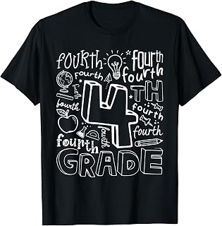 Back to School Typography Fourth 4th Grade Team Teacher Kids T-Shirt