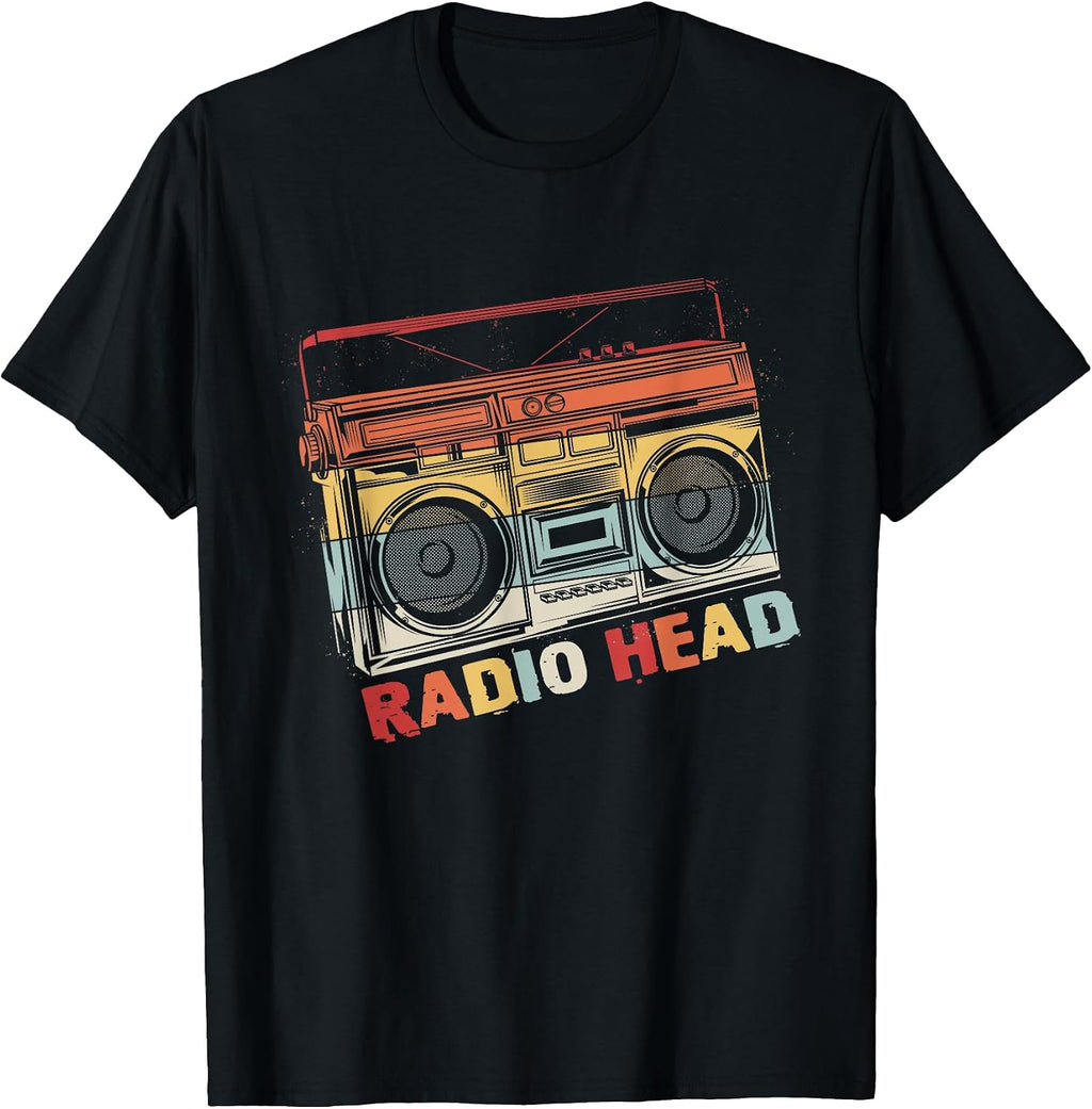 Vintage Radio in Head Music Matching Band Cassette Player T-Shirt