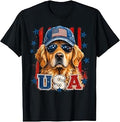 American Flag Golden Retriever USA Retro 4th of July T-Shirt