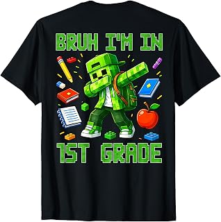 Bruh I'm in 1st Grade Dabbing Boys Kids Gamer Back to School T-Shirt