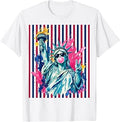 Preppy Statue of Liberty Blowing Bubble Gum 4th of July T-Shirt