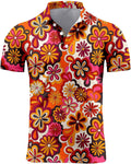 70s Outfits for Men Golf Polo Shirts Short Sleeve Disco Retro Paisley Button Vintage Dry Fit Funny Clothes