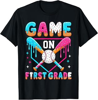 First Day of First Grade Baseball Drip for Boys 1st School T-Shirt