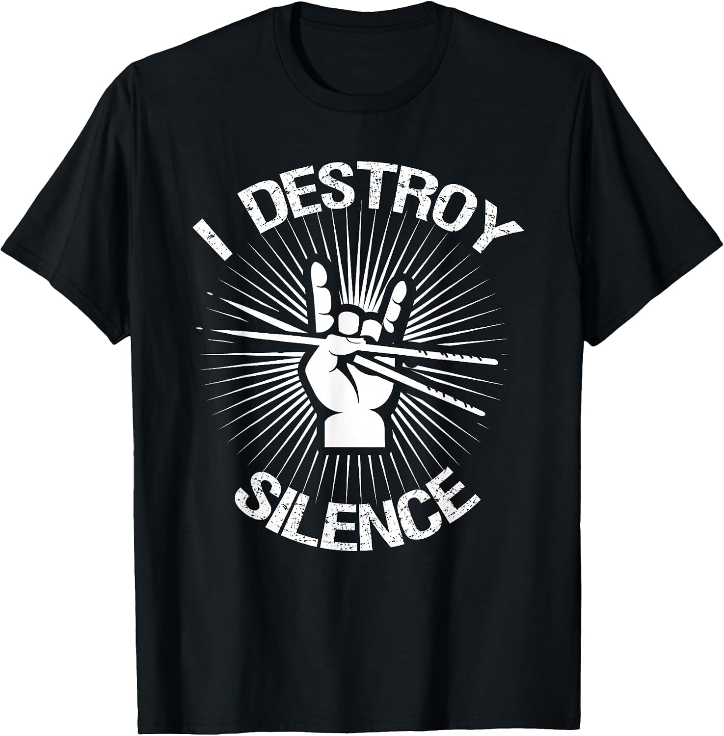 I Destroy Silence Vintage Music Bands Drum Sticks Drummer T-Shirt
