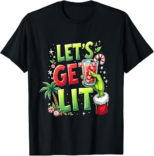 Christmas in July Tropical Cocktail Let's Get Lit T-Shirt