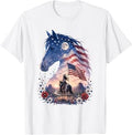 Patriotic Cowgirl American USA Flag Horse Western T-Shirt