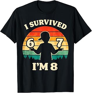 I Survived 6 7 Now Iâ€™m 8 Funny 8th Birthday Boy Kids T-Shirt