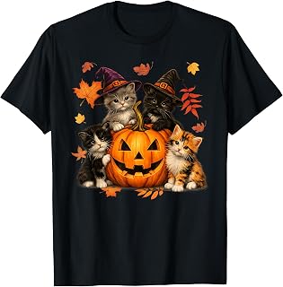 Halloween Cute Cats Pumpkin Spooky Season Men Women Kid T-Shirt