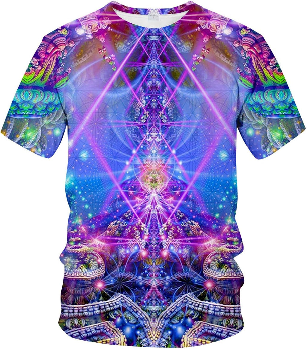 Novelty Mens Crew Neck Print Tee 3D Abstract Art Trippy T-Shirt