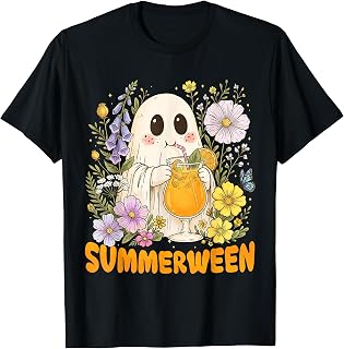 Summerween Funny Ghost Floral Halloween Summer Women Kid T-Shirt