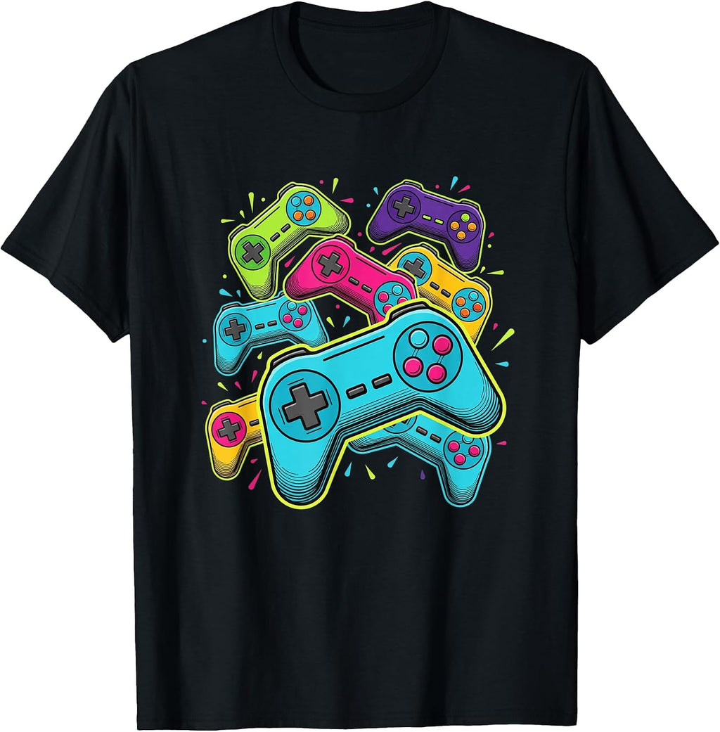 Retro Video Game Controllers Colorful Gaming Art for Gamers T-Shirt