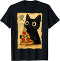 Japanese Kawaii Anime Cat Pizza Aesthetic Cat Eating Pizza T-Shirt