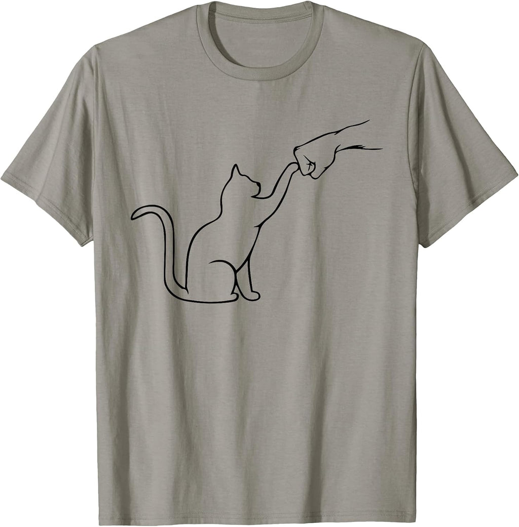 Cute Pet Tee I Love My Cat Best Friend Fist Bump Cat Lovers T-Shirt Small