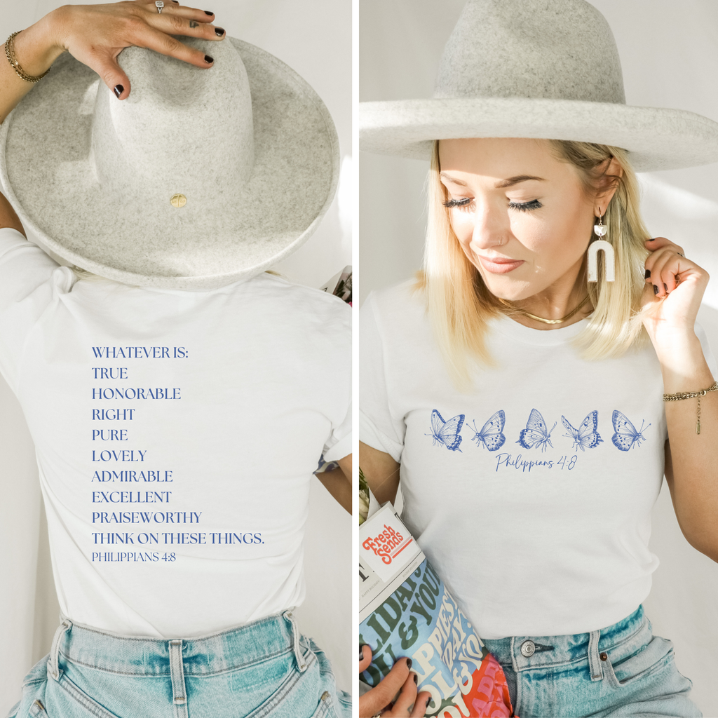 Butterfly Christian Bible Verse Spring Graphic T-Shirt