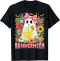 Summerween Funny Ghost Halloween Summer Floral Women Girls T-Shirt