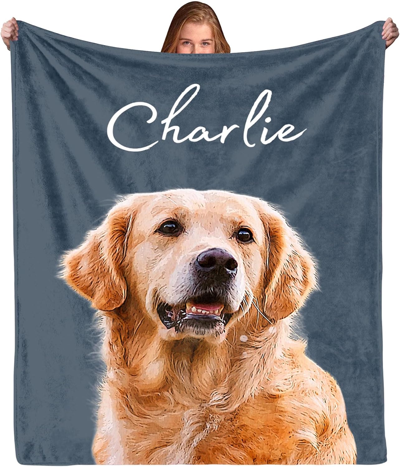 Pamaheart Custom Dog Face Blankets, Personalized Pet Photo Blanket, Fleece Dog Blankets, Customized Photo Throws, Dogs Dad Gifts, Pet Lover Gifts, Memorial Gift /1