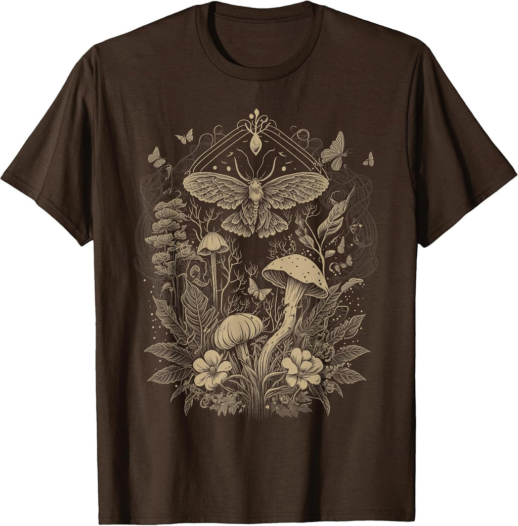 Cute Fairycore Floral Moth Aesthetic Girls Women Graphic T-Shirt Small