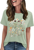 Graphic Tees for Women Short Sleeve Loose Fit Casual T Shirts Cute Boho Vintage Dressy Trendy Summer Tops
