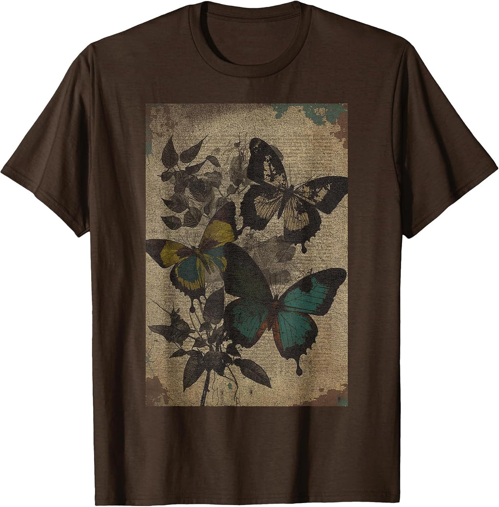 Fairy Grunge Aesthetic Retro Botanical Butterfly T-Shirt