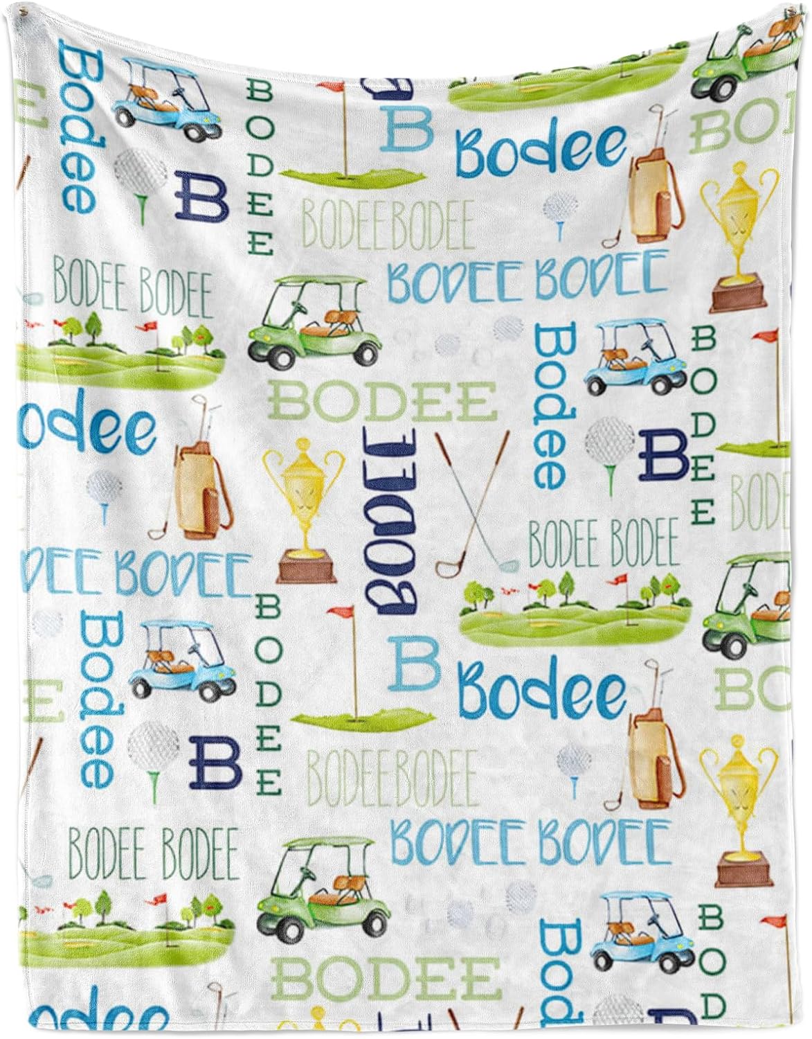 Custom Name Golf Blanket - Personalized Names Soft Plush Flannel Throw Blankets for Baby Kids Teen Boys Girls Holidays Birthdays Gifts Color20