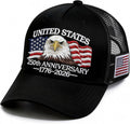 250 Anniversary USA Hat Embroidered Patriots Eagle Trucker Cap 250th Anniversary Mesh-Back Cap for Men Women