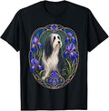 Bearded Collie Art Nouveau Vintage Floral T-Shirt