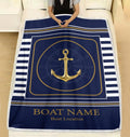 Personalized Boat Blanket for Owners - Custom Nautical Anchor Throw Boat Name, Welcome Aboard Soft Fleece Plush Sherpa, Ideal Boating Gift, Durable Yacht Bedding Cabin Decor Marina Lake House Life
