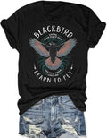 Women Rock Band T Shirt Black Bird Shirt Vintage Retro Music Graphic Tees Concert Outfit Short Sleeve Tops