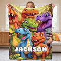 Custom Dinosaur Name Blanket for Kids, Personalized Dino Blanket for Boys Girls, Soft Microfiber Fleece Throw for Baby Toddler, Birthday for Kids