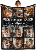 Personalized Mother's Day Blanket Gifts for Mom from Daughter Son, Best Mom Ever Custom Blanket with Pictures Text, Personalized Mother's Day Birthday Gifts for Wife from Husband