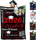 Personalized Graduation Blanket Congratulation Class of 2026 Red Blue Custom Name Graduate Blankets Graduation Party Supplies for Him&Her Senior Throw Decorations for Sister Daughter Son