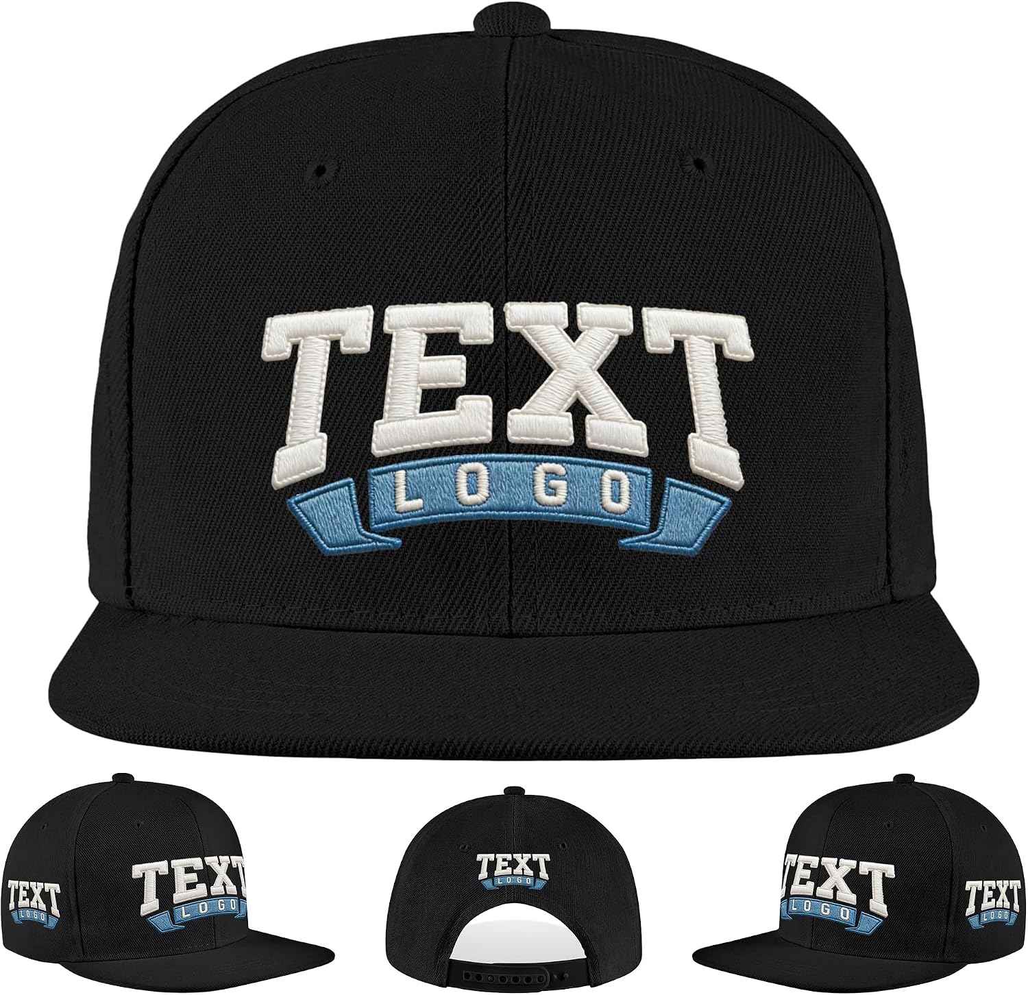 Custom Baseball Cap with 4-Sided Embroidery, Adjustable Unisex Dad Hat, 100% Washed Cotton, Personalized Text Logo