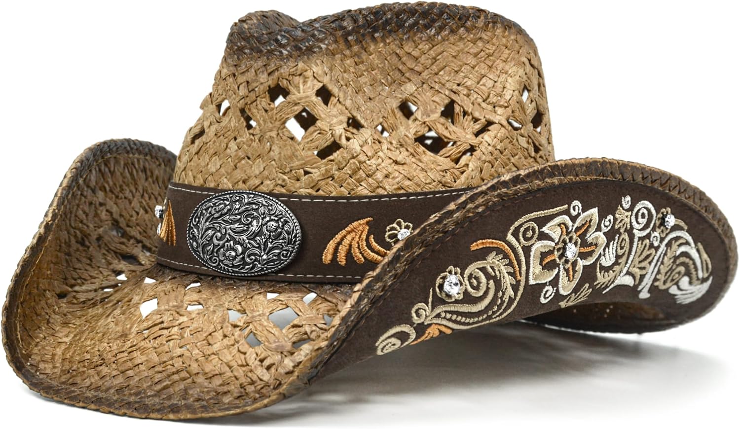 Cowboy Hats for Women and Men Straw Western Hat Embroidered Cowboy Hat for Cowboys and Cowgirls
