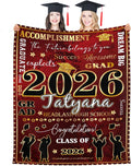 Custom Graduation Blanket Personalized Graduation Gifts, Class of 2026 Graduation Blankets for Her Him, Flannel Blanket Throw for Graduates High School College 2026 Graduation Decorations
