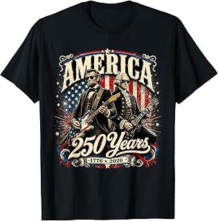 Vintage Washington Lincoln Playing Guitar 250 Years America T-Shirt