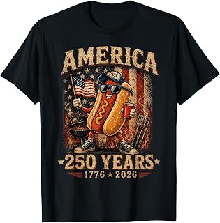 America 250 Years Funny Hotdog BBQ 1776 2026 Patriotic T-Shirt