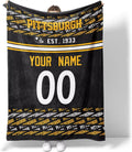 ANTKING Pittsburgh Throw Blanket Custom Name and Number Blanket for Men Women Boy Gifts