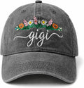 Gigi Hats for Women, Adjustable Embroidered Mama Baseball Cap, Cute Floral Mom Hat, Gift for Mom Wife Daughter Sister Dark Grey