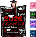 MyPupSocks Custom Graduation Blanket for Him, Personalized Class of 2026 Throw Fleece Blanket for Her Granddaughter Grandson Son Graduate College University Bedroom