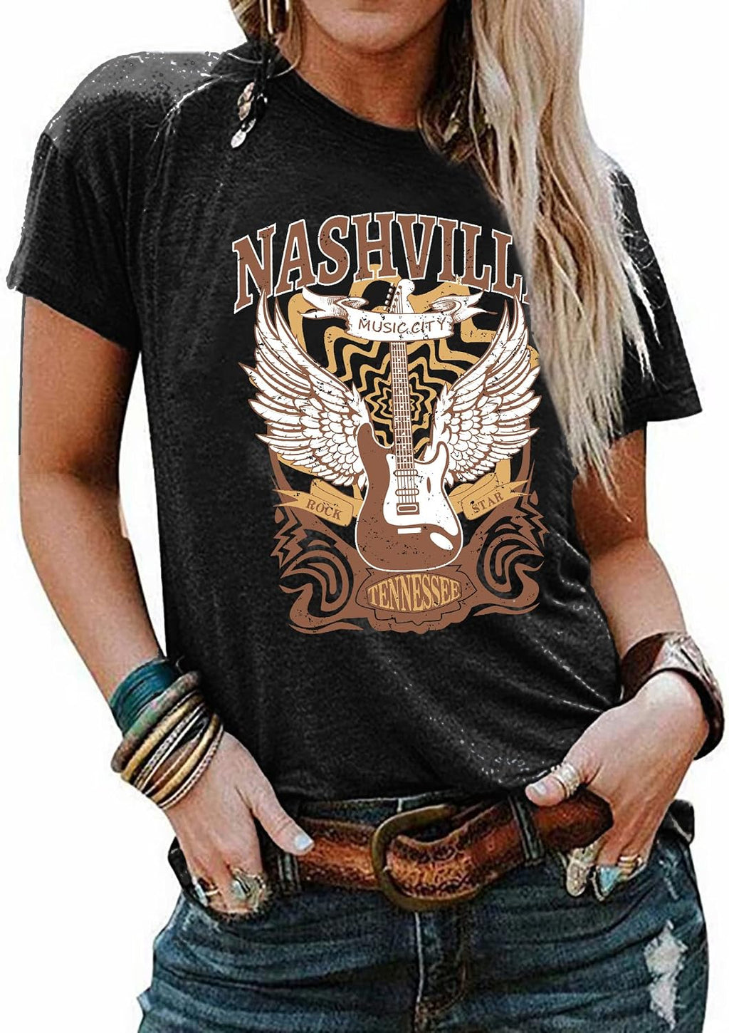 Nashville Shirts for Women Country Music Shirt Vintage Graphic Tees Tennessee Concert Outfit Tshirt Country Tops