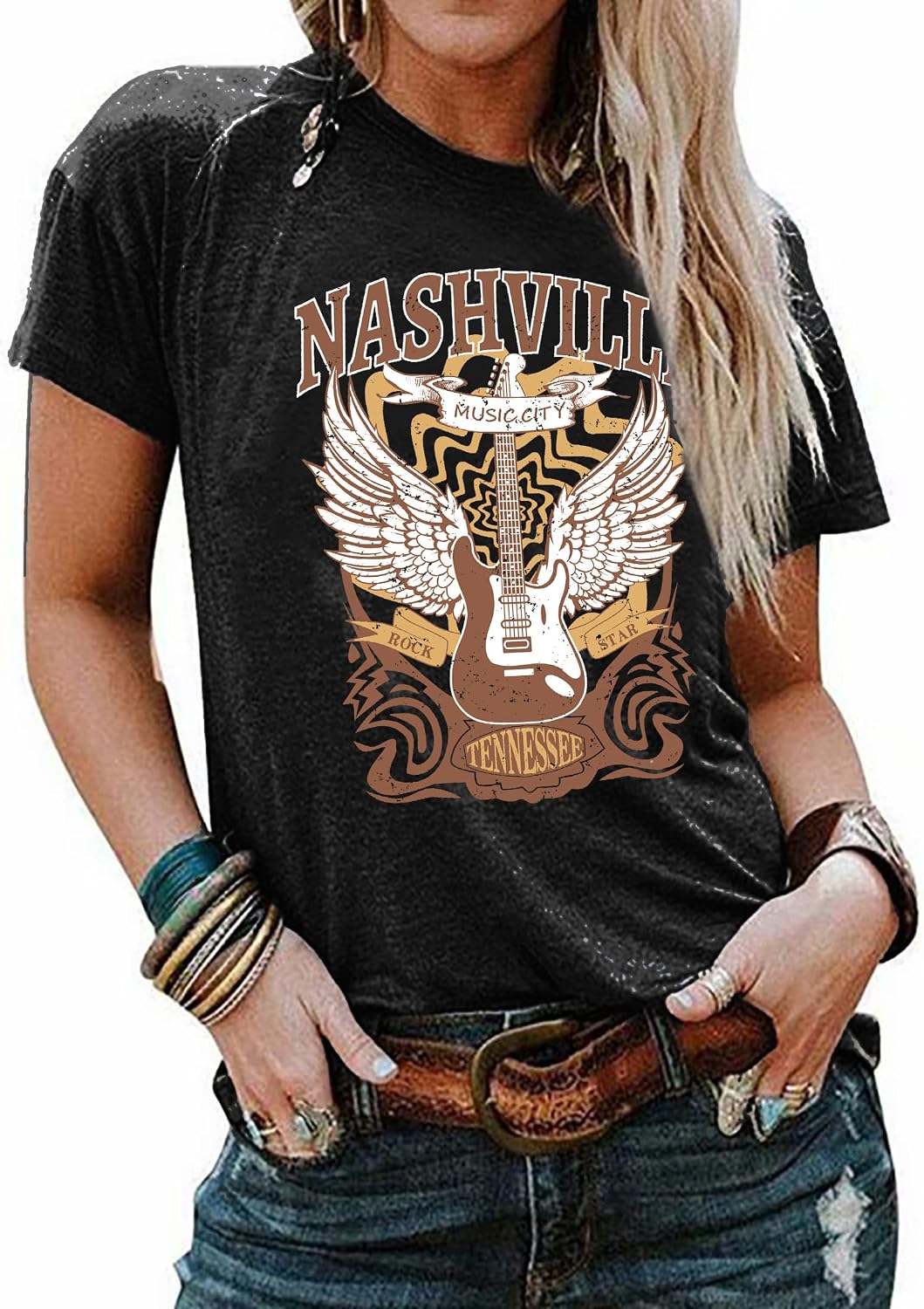 Nashville Shirts for Women Country Music Shirt Vintage Graphic Tees Tennessee Concert Outfit Tshirt Country Tops