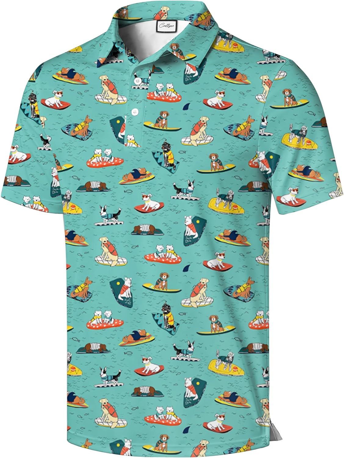 Men's Hawaiian Print Polo Shirt, Short Sleeve Casual Polo Top, Tropical Vacation Party Style