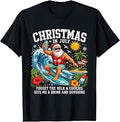 Funny Christmas in July Hawaiian Santa Beach Graphic T-Shirt