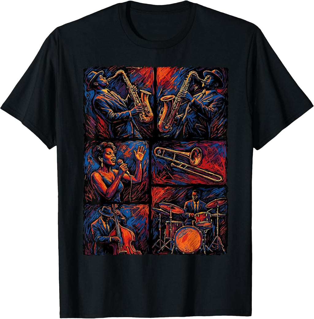 Artistic Jazz Band Musicians Vintage Jazz Music Lover T-Shirt