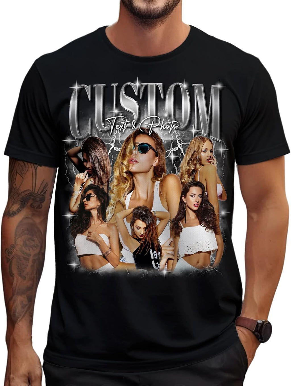 Custom Your Own Bootleg Rap Shirts Custom Picture Shirt Customized Vintage Graphic Tshirt Photo Gifts for Men Women