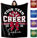 M YESCUSTOM Personalized Cheerleader Blanket with Name for Girls Daughter Friends Custom Team Cheer Fleece Throw Blankets Gifts for Game Christmas Birthday