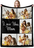 Ship Next Day, Customized Mothers Day Birthday Gifts for Mom Grandma Wife, Custom Blanket with Picture Text, Personalized Mom Gifts from Daughter Son Kids Husband, Throw Photo Blanket for Women