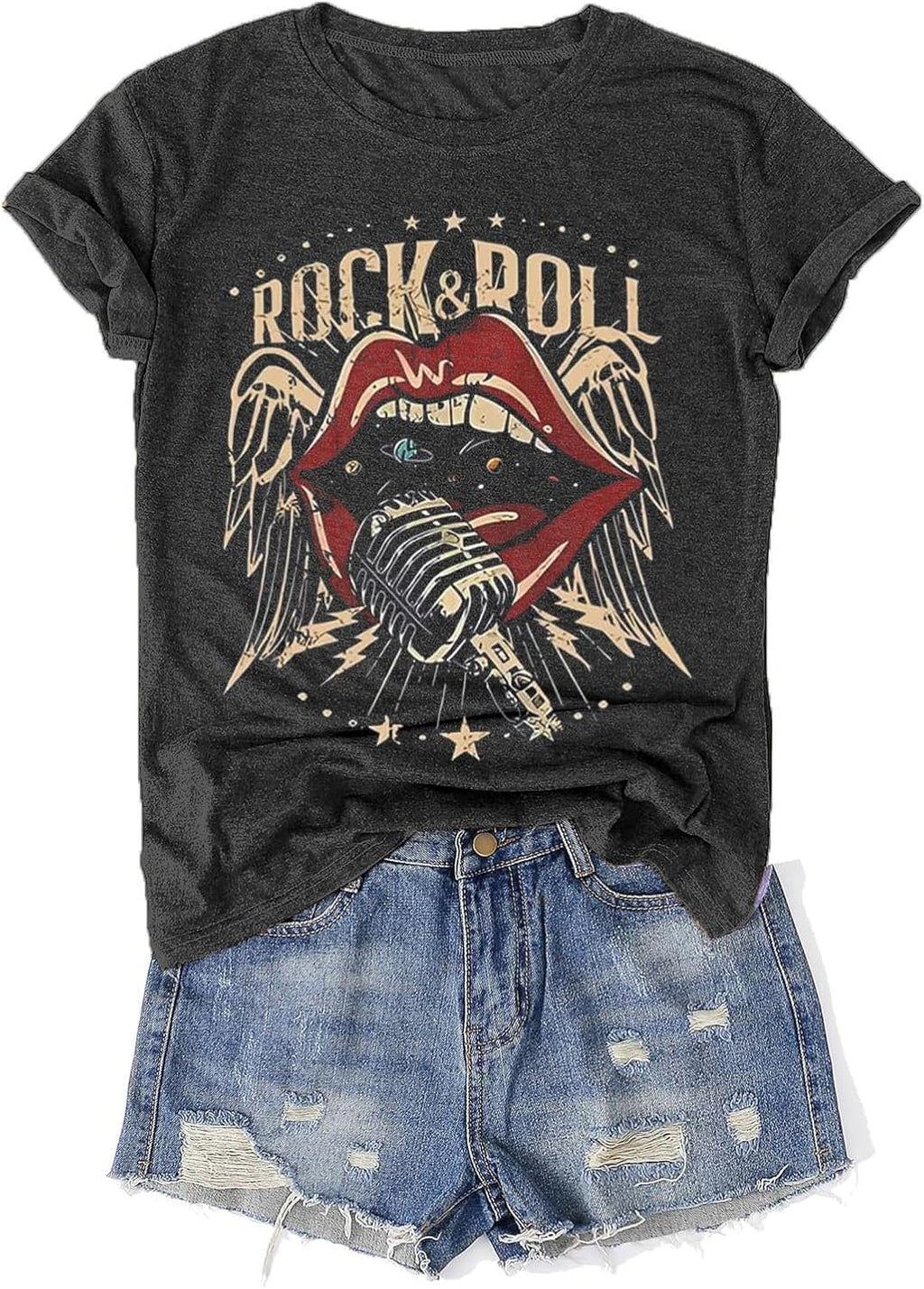 Vintage Band Shirt for Women Retro Rock and Roll Graphic Tee Country Music Concert T Shirt Casual Short Sleeve Tops
