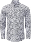 Men Floral Dress Shirts Long Sleeve Casual Button Down Flower Printed Shirts 100% Cotton